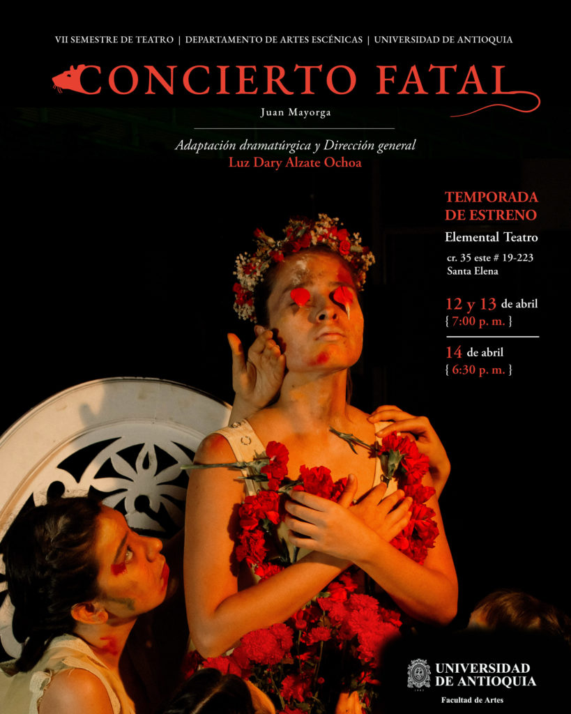 Concierto fatal. Una obra realizada con textos del dramaturgo español Juan Mayorga, por los estuduantes del séptimo semestre del programa de teatro de la Universidad de Antioquia.